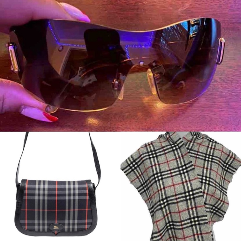 Burberry 3pcs Bundle - Burberry Crossbody/Burberry Sunglasses/Burberry Scarf - Picture 1 of 9